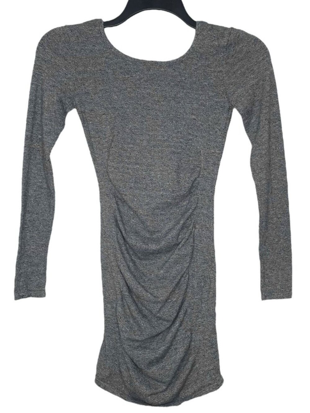 Express Womens Dress XS Bodycon Ruched Long Sleeve Marled Gray Stretch - Picture 2 of 7